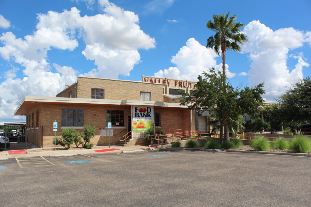 Exterior of Food Bank of the Rio Grande Valley headquarters building in Pharr, Texas.
