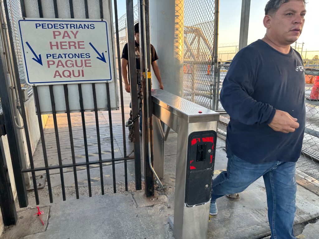 Pedestrian toll gate at the Brownsville–Matamoros Bridge.