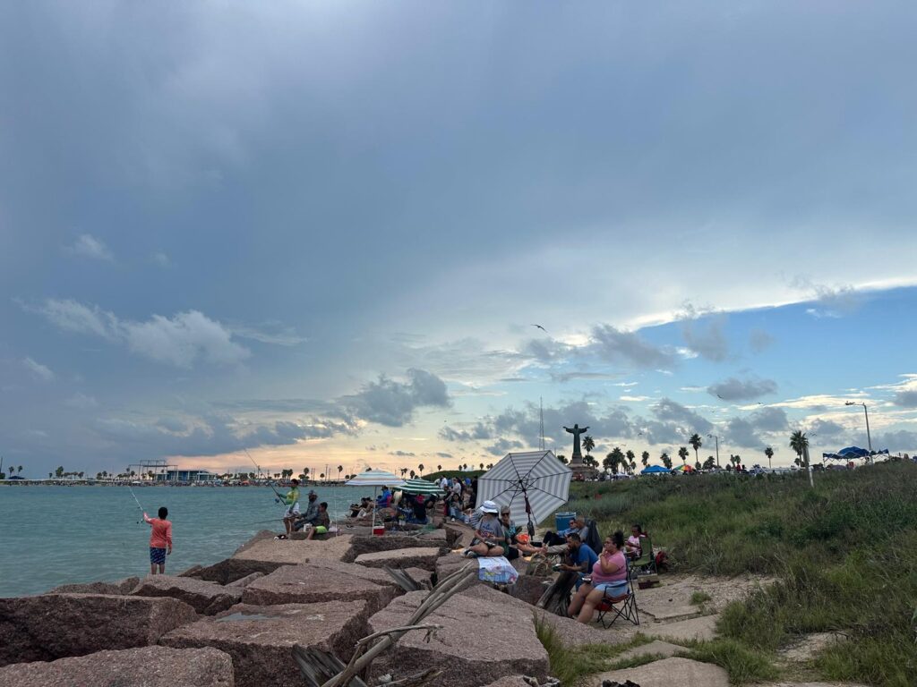 South Padre Island rocks and bay.
