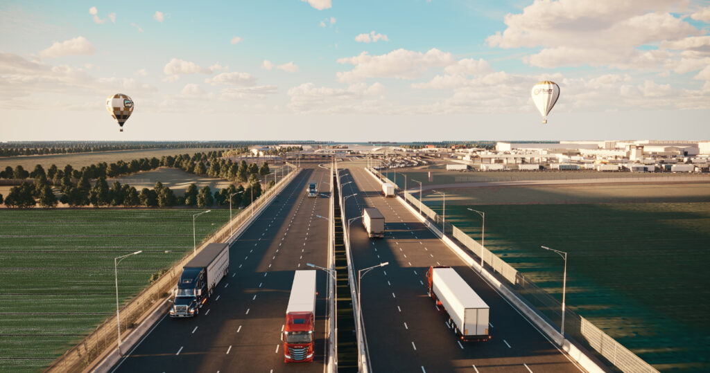 Digital rendering showing the new four-lane bridge being built parallel to the existing Pharr International Bridge.