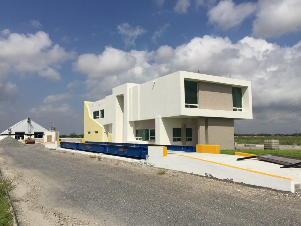 Partially completed Biomex ethanol plant building and surrounding infrastructure in Valle Hermoso, Tamaulipas.