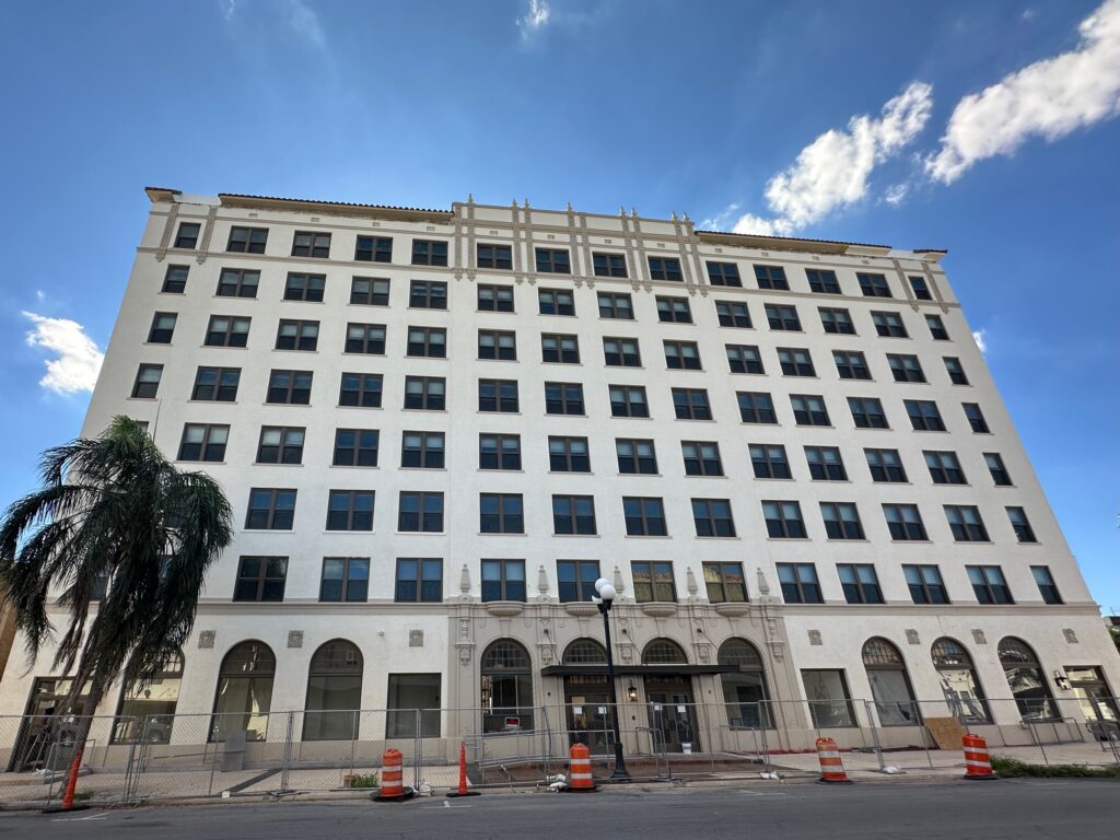The historic El Jardin building in downtown Brownsville, a former hotel now being redeveloped into low-income housing.