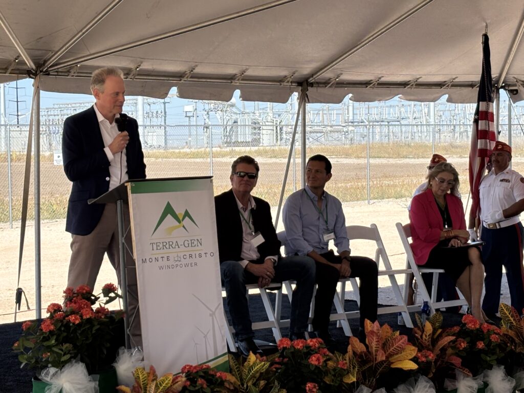 Officials speak during the Monte Cristo Windpower ribbon-cutting ceremony on Thursday, Nov. 13. 2025, in Edinburg.