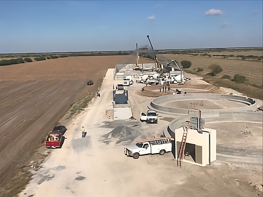 Aerial view of the Biomex ethanol plant under construction in Valle Hermoso, Mexico.