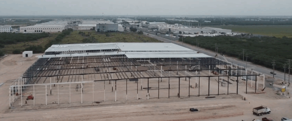 Vista aérea de las obras de ampliación que se están llevando a cabo en el Parque Industrial El Puente, en Reynosa, durante el primer semestre del año.