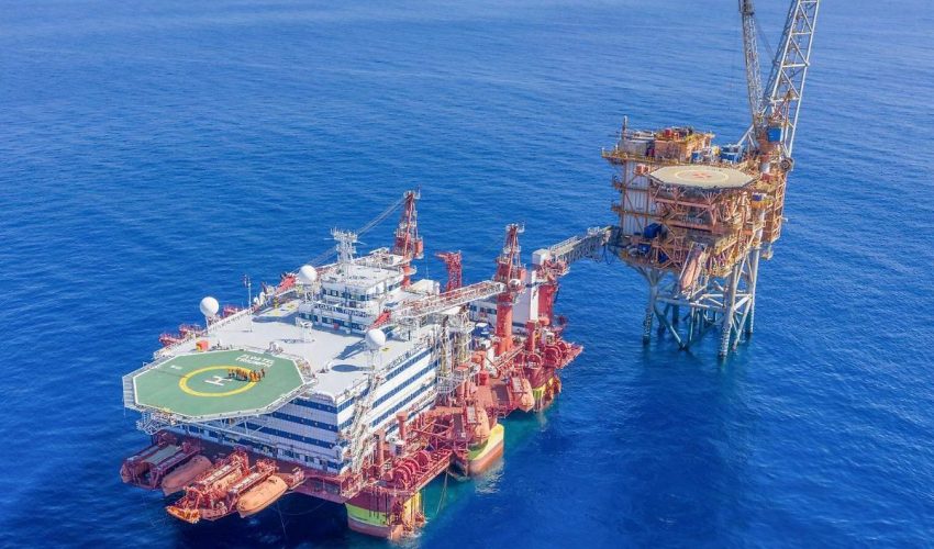 Offshore oil platform and production vessel operating in the Gulf of Mexico as part of the Trion energy project.