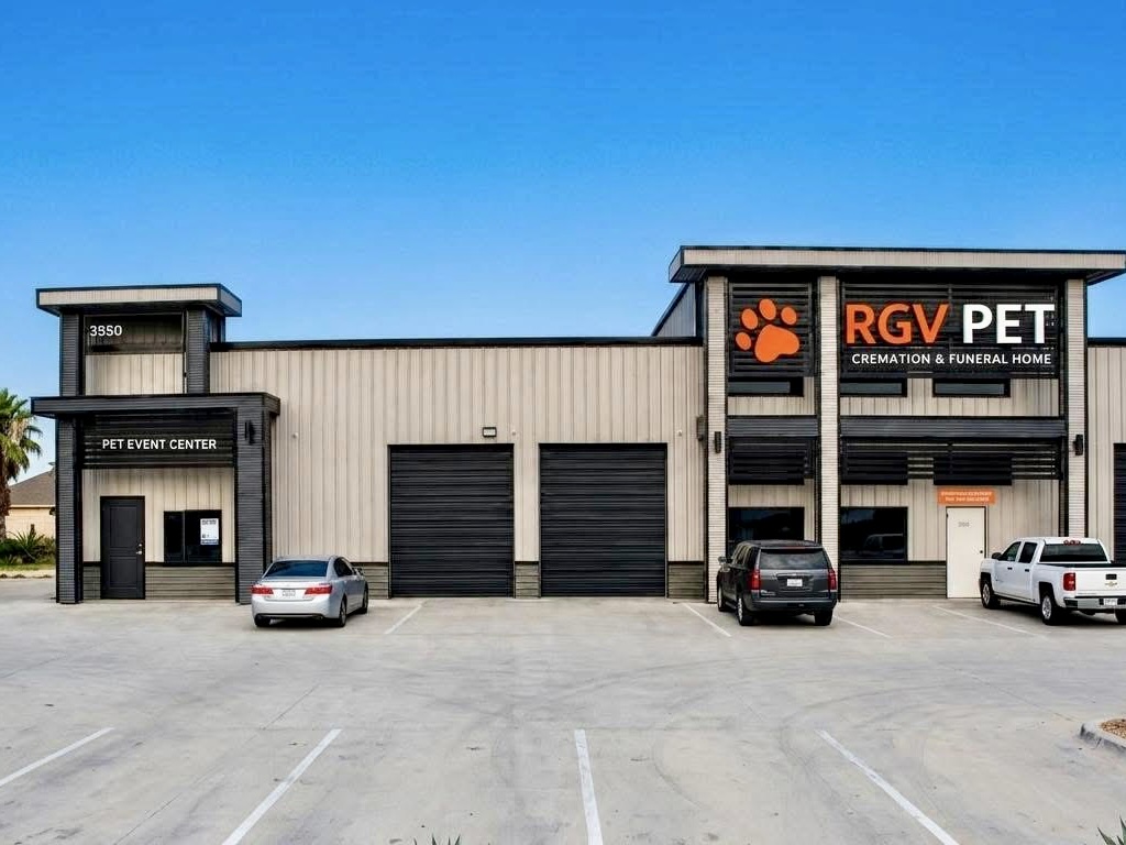 Exterior of the future RGV Pet Cremation & Funeral Home and pet event center in Pharr.