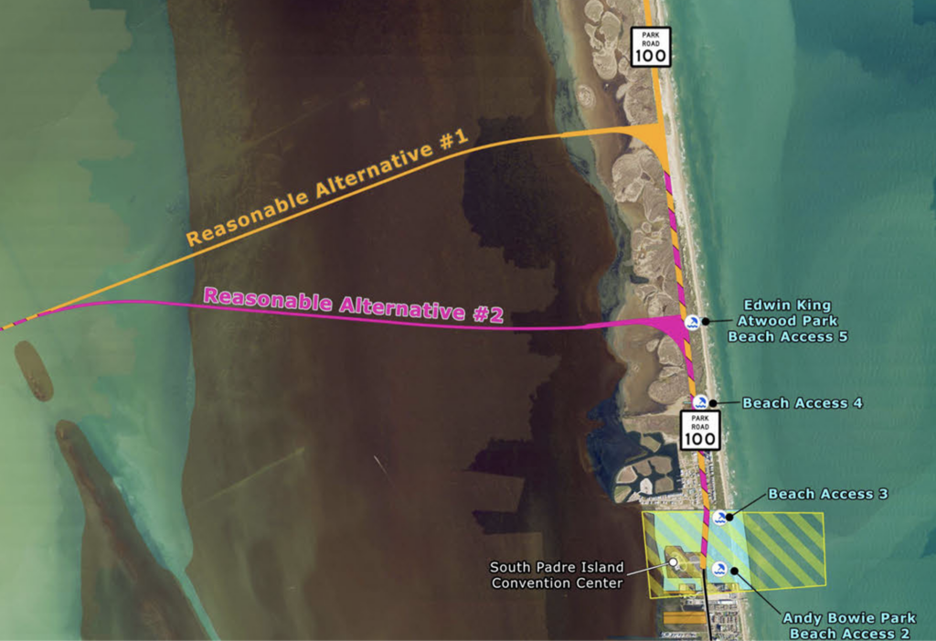 Mapa de la segunda calzada que lleva a South Padre Island