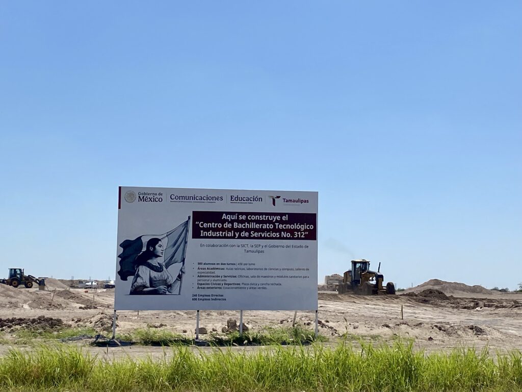 Construction underway at the future CBTIS 312 campus in Reynosa.