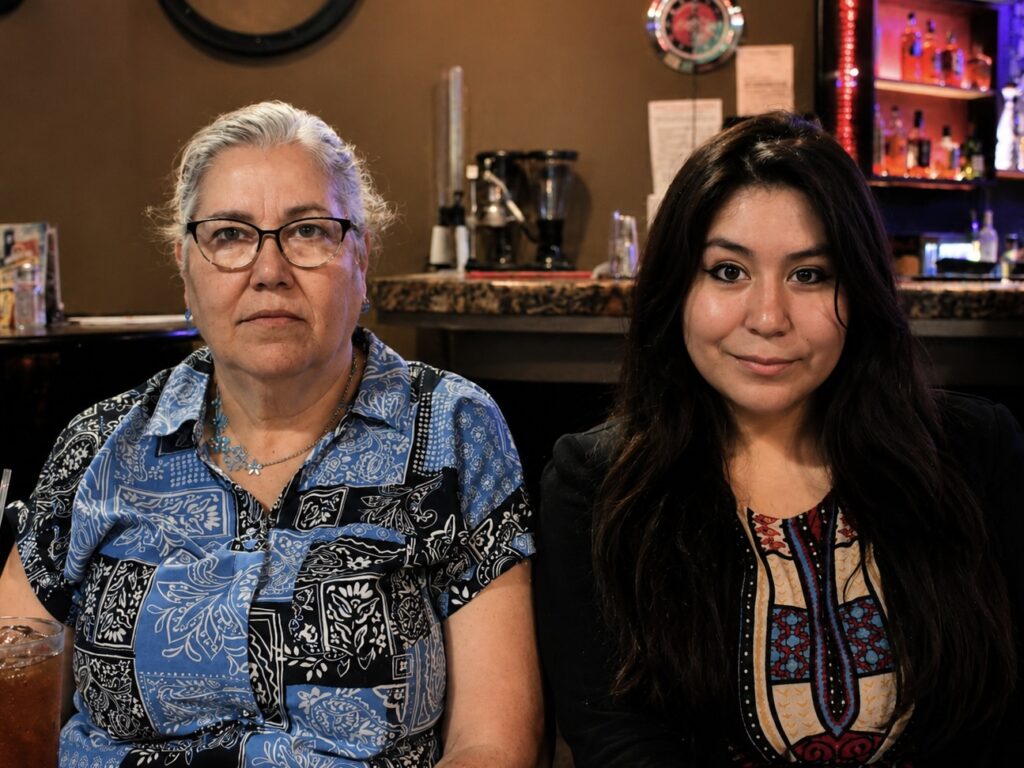 Teresa Barrera and Erika Padilla sit together at the Rio Grande City Economic Development Corporation’s Lunch and Learn event at Okashi Sushi Bar & Seafood.