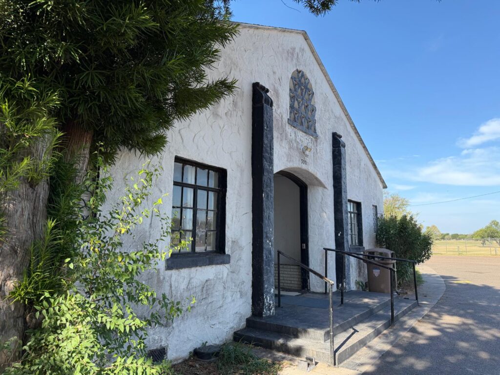 The white stucco clubhouse at Ebony Hills Golf Course in Edinburg.