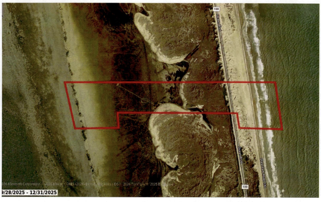 Aerial map outlining Michael Klement’s north SPI property being considered for a hotel or townhome development.
