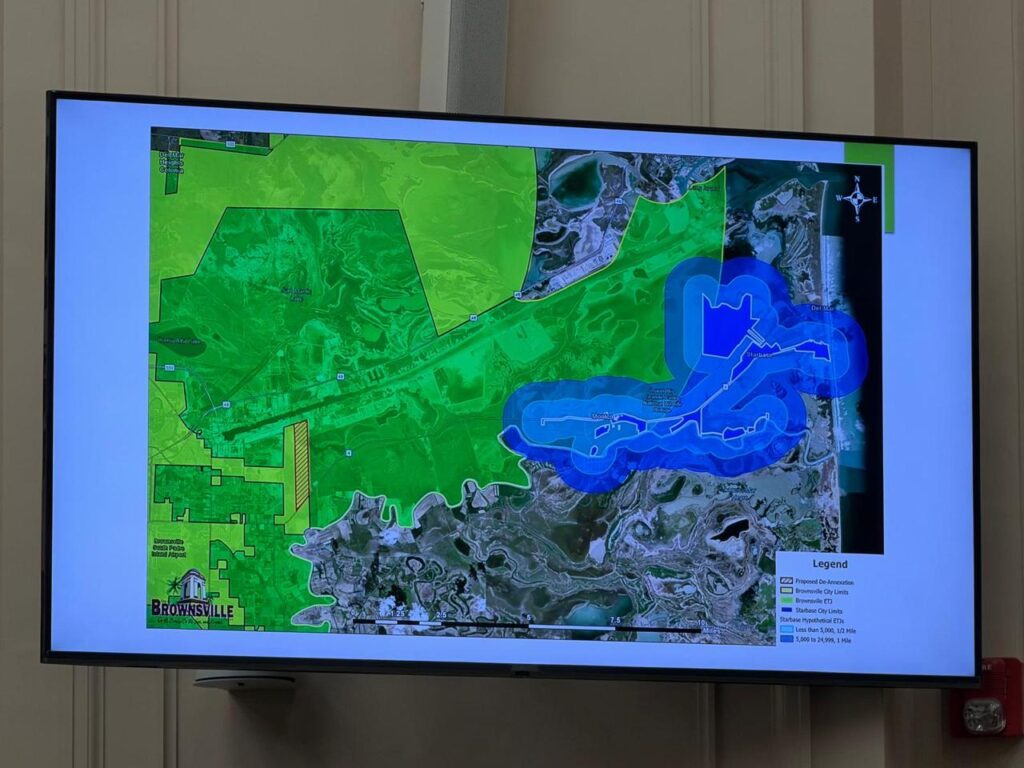 Map showing the area proposed for disannexation from Brownsville near Starbase.